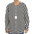 Black And White Tunnel Illusion Print Long Sleeve Baseball Jersey