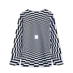 Black And White Tunnel Illusion Print Long Sleeve Short Coat