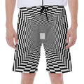 Black And White Tunnel Illusion Print Men's Beach Shorts