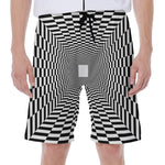 Black And White Tunnel Illusion Print Men's Beach Shorts