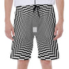 Black And White Tunnel Illusion Print Men's Beach Shorts