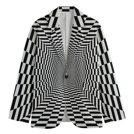 Black And White Tunnel Illusion Print Men's Blazer