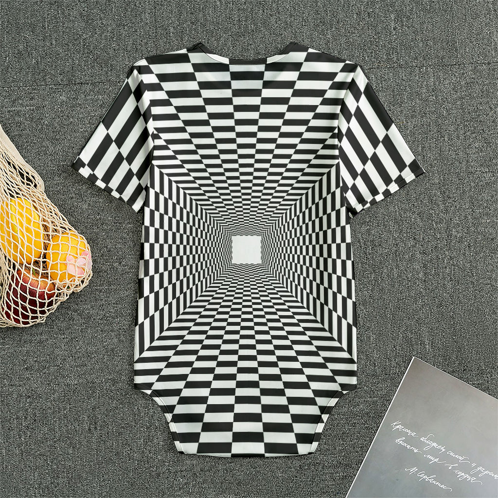 Black And White Tunnel Illusion Print Men's Bodysuit