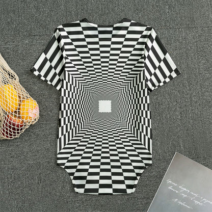 Black And White Tunnel Illusion Print Men's Bodysuit
