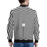 Black And White Tunnel Illusion Print Men's Bomber Jacket