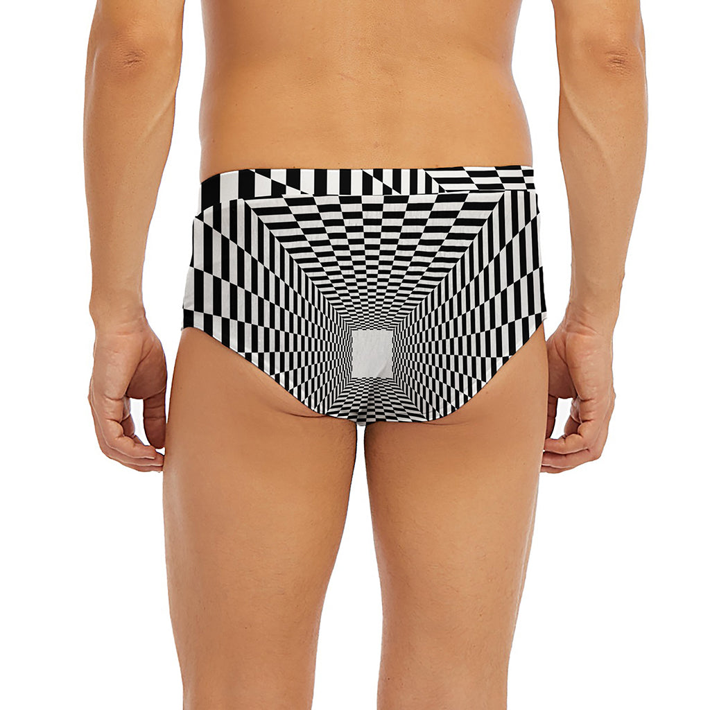 Black And White Tunnel Illusion Print Men's Briefs