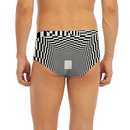 Black And White Tunnel Illusion Print Men's Briefs