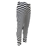 Black And White Tunnel Illusion Print Men's Compression Pants