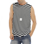Black And White Tunnel Illusion Print Men's Fitness Tank Top