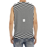 Black And White Tunnel Illusion Print Men's Fitness Tank Top