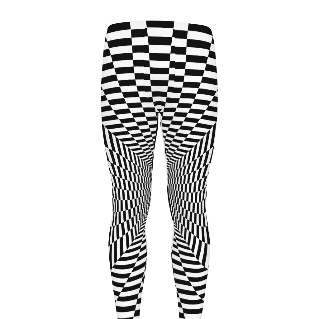 Black And White Tunnel Illusion Print Men's leggings