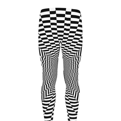 Black And White Tunnel Illusion Print Men's leggings