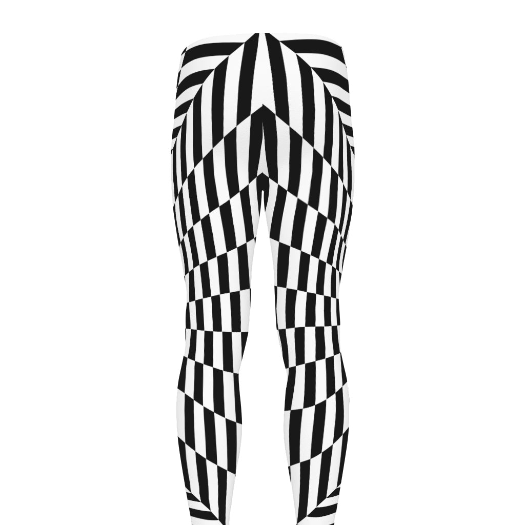Black And White Tunnel Illusion Print Men's leggings