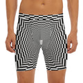 Black And White Tunnel Illusion Print Men's Long Boxer Briefs