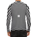 Black And White Tunnel Illusion Print Men's Long Sleeve Rash Guard