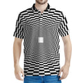 Black And White Tunnel Illusion Print Men's Polo Shirt
