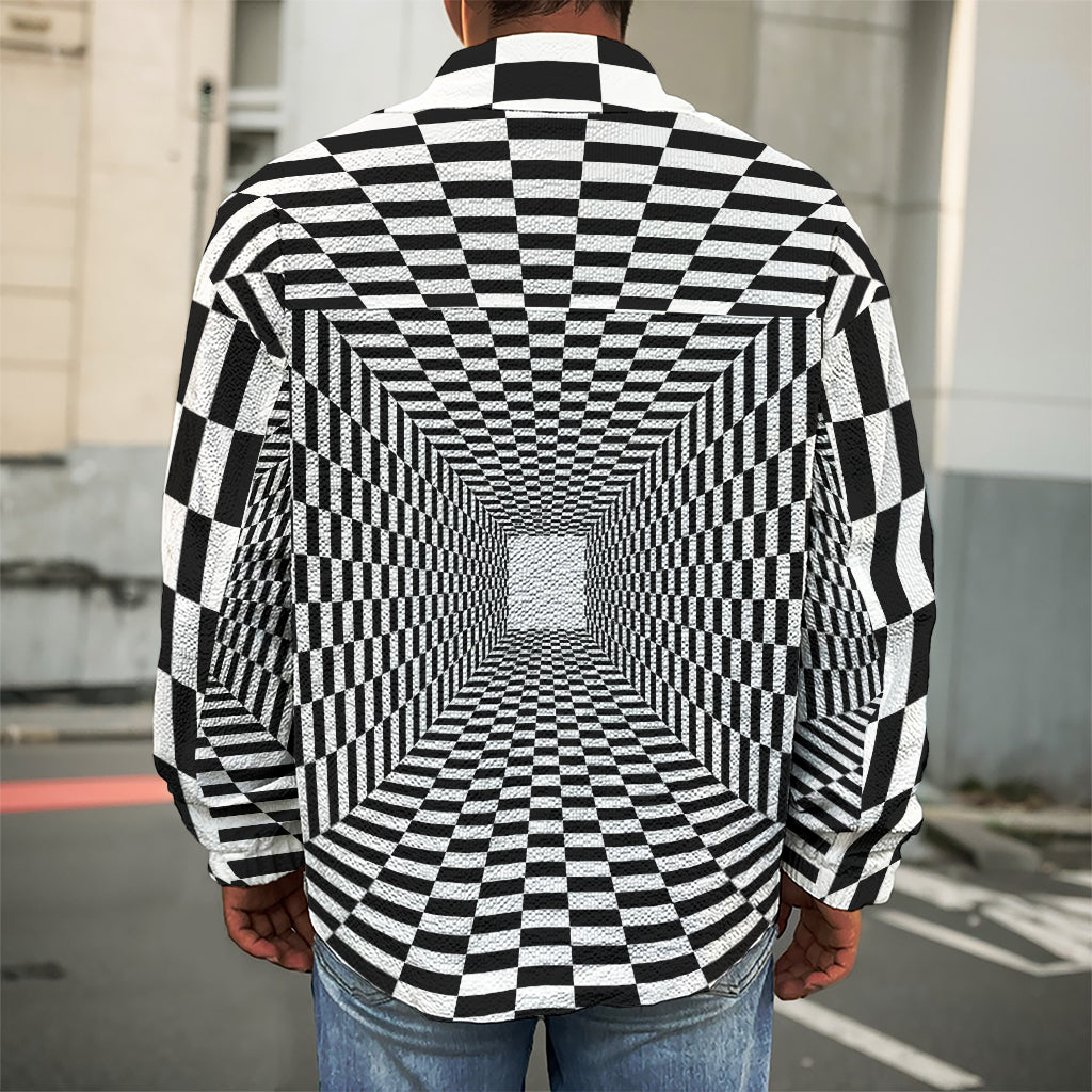 Black And White Tunnel Illusion Print Men's Shirt Jacket