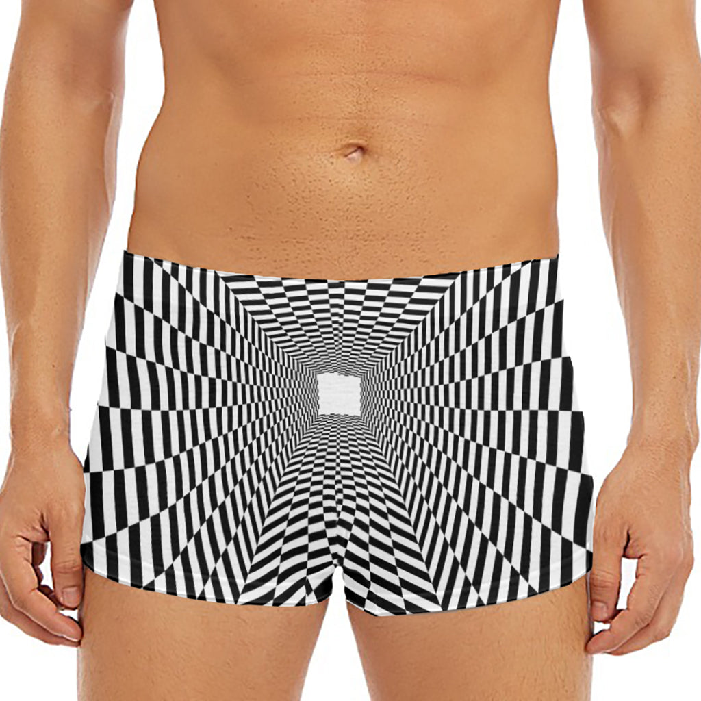 Black And White Tunnel Illusion Print Men's Short Boxer Briefs