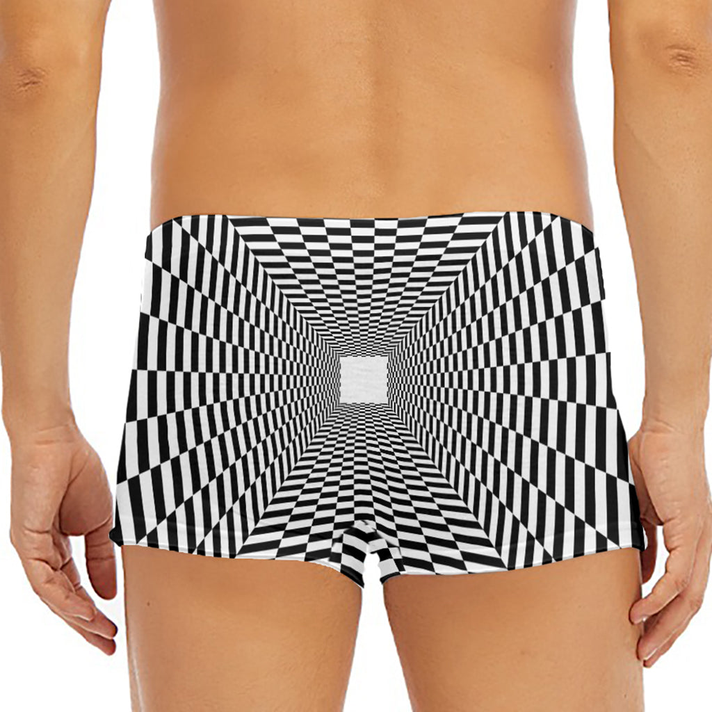 Black And White Tunnel Illusion Print Men's Short Boxer Briefs