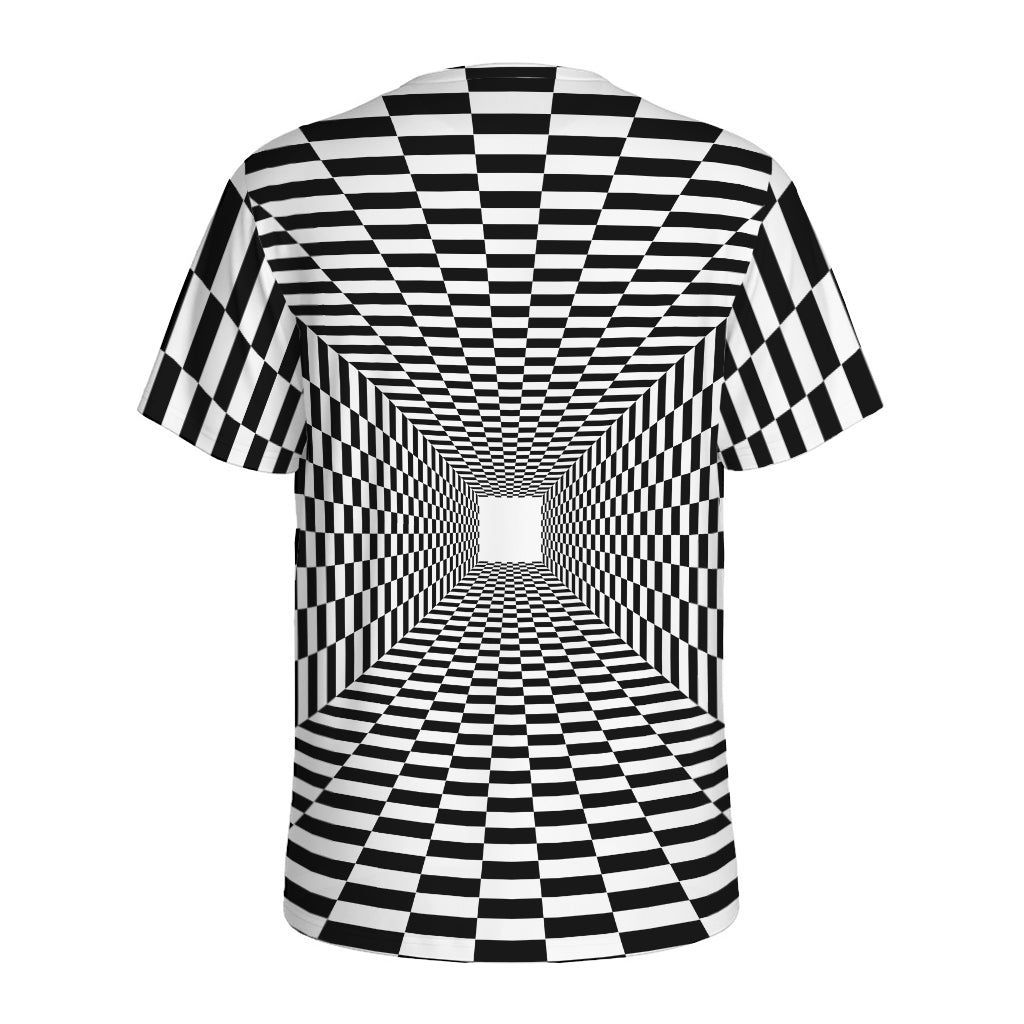 Black And White Tunnel Illusion Print Men's Sports T-Shirt