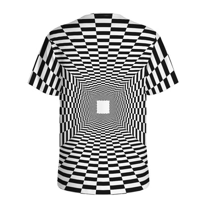 Black And White Tunnel Illusion Print Men's Sports T-Shirt