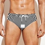 Black And White Tunnel Illusion Print Men's Swim Briefs