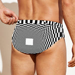 Black And White Tunnel Illusion Print Men's Swim Briefs