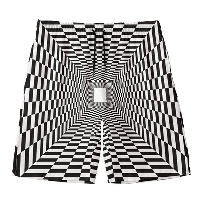 Black And White Tunnel Illusion Print Men's Swim Trunks