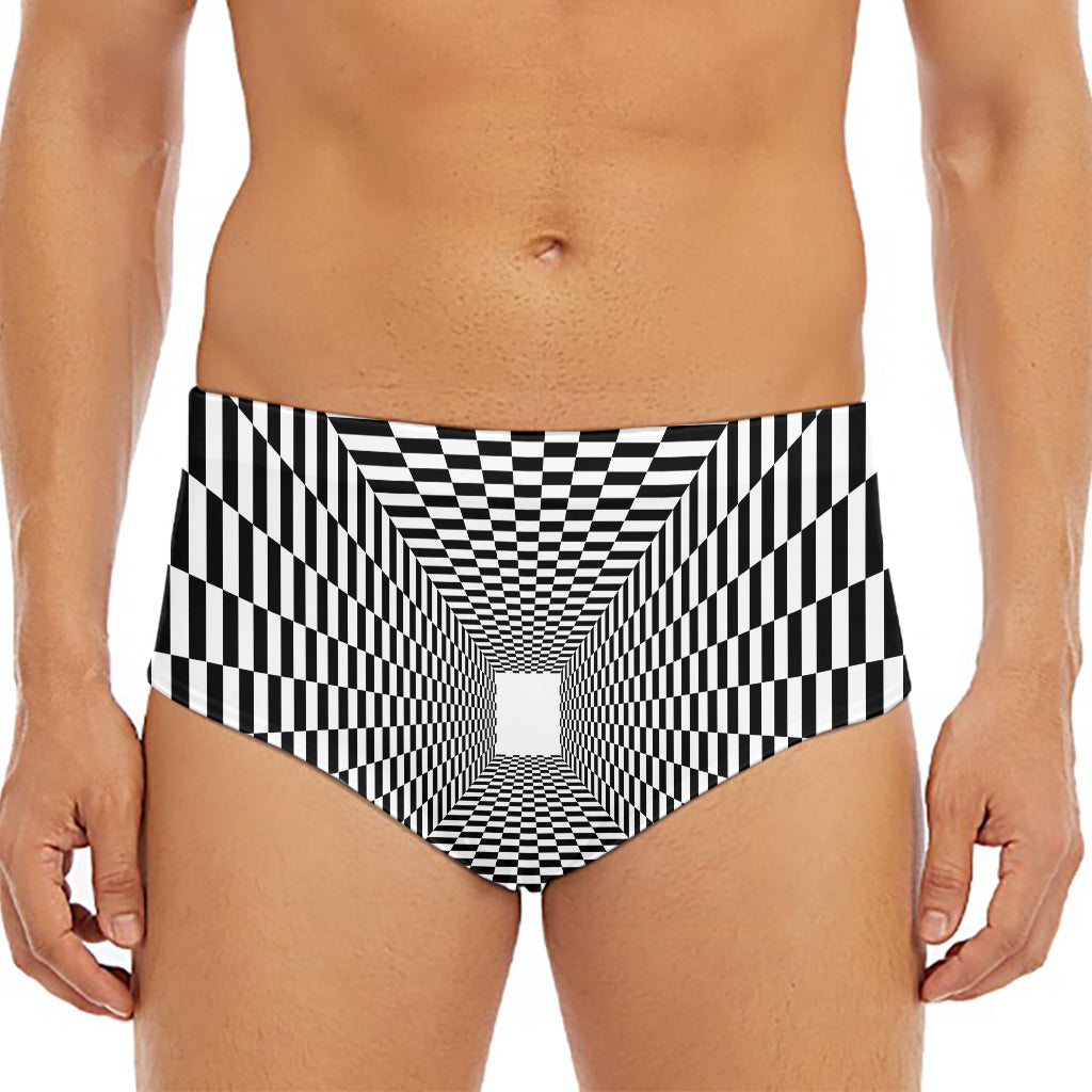 Black And White Tunnel Illusion Print Men's Triangle Swim Briefs