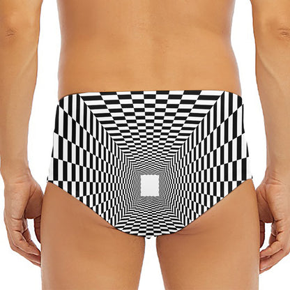 Black And White Tunnel Illusion Print Men's Triangle Swim Briefs