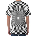 Black And White Tunnel Illusion Print Men's Velvet T-Shirt