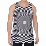 Black And White Tunnel Illusion Print Men's Velvet Tank Top