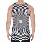 Black And White Tunnel Illusion Print Men's Velvet Tank Top