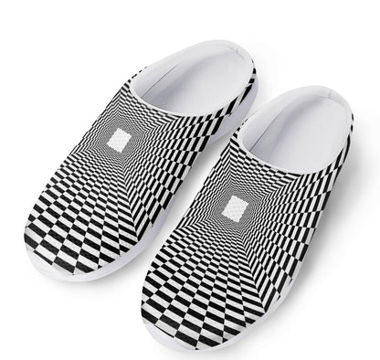 Black And White Tunnel Illusion Print Mesh Casual Shoes