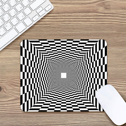 Black And White Tunnel Illusion Print Mouse Pad