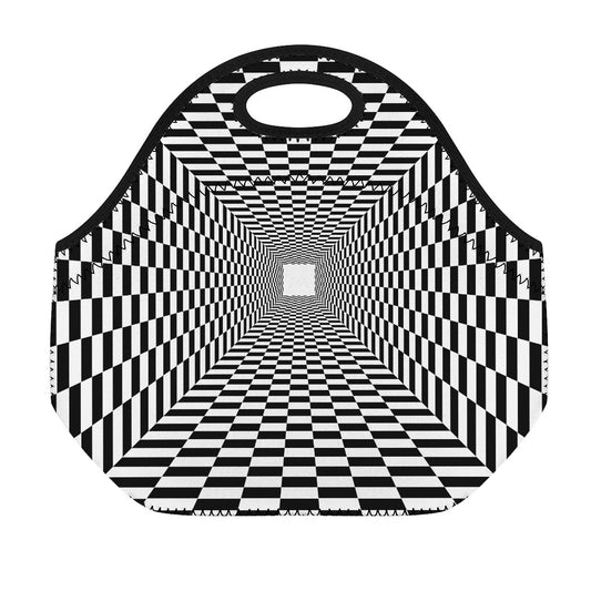 Black And White Tunnel Illusion Print Neoprene Lunch Bag