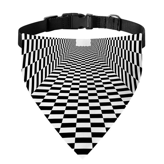Black And White Tunnel Illusion Print Over The Collar Dog Bandana