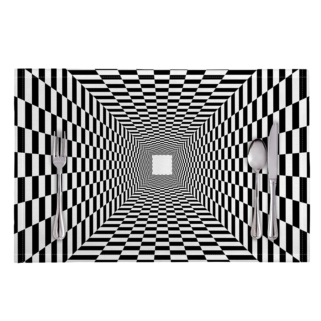 Black And White Tunnel Illusion Print Placemat