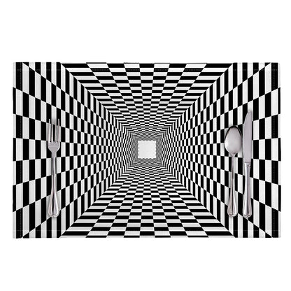 Black And White Tunnel Illusion Print Placemat