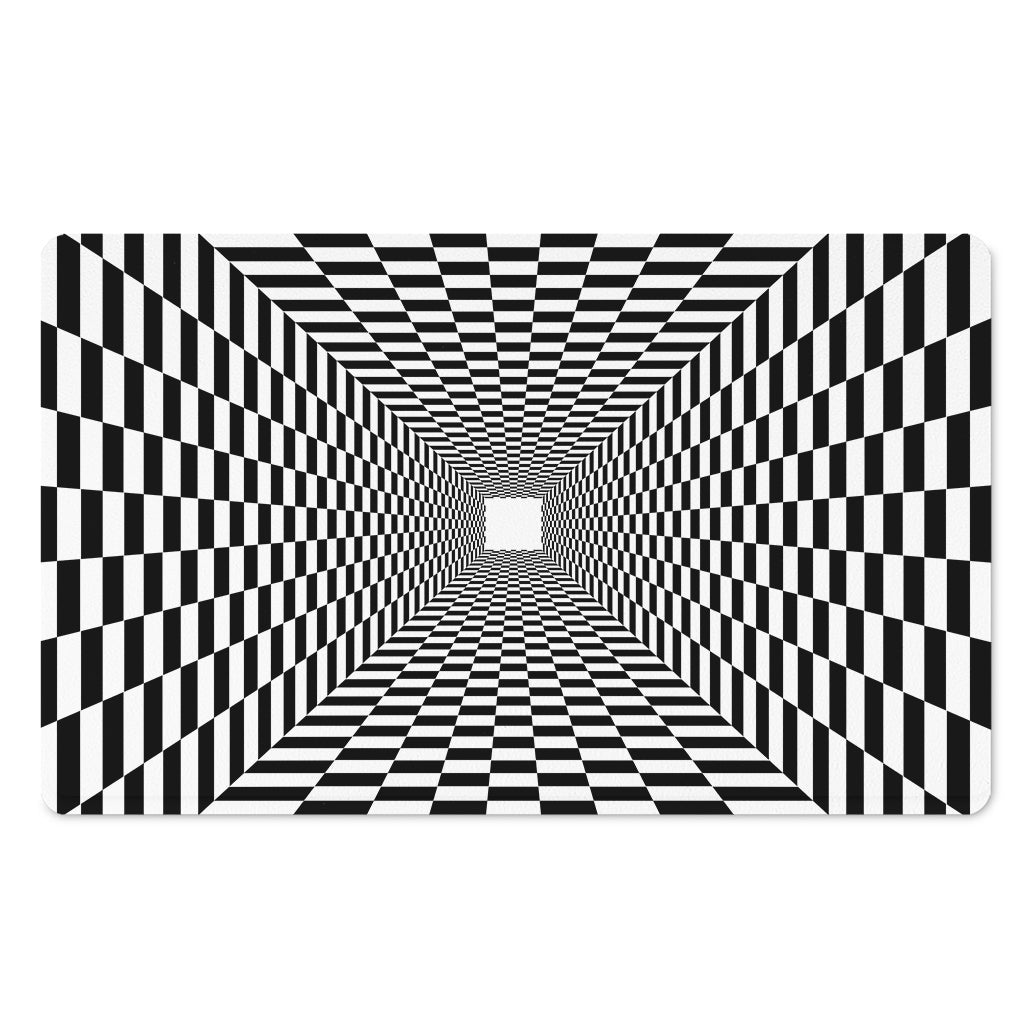 Black And White Tunnel Illusion Print Polyester Doormat