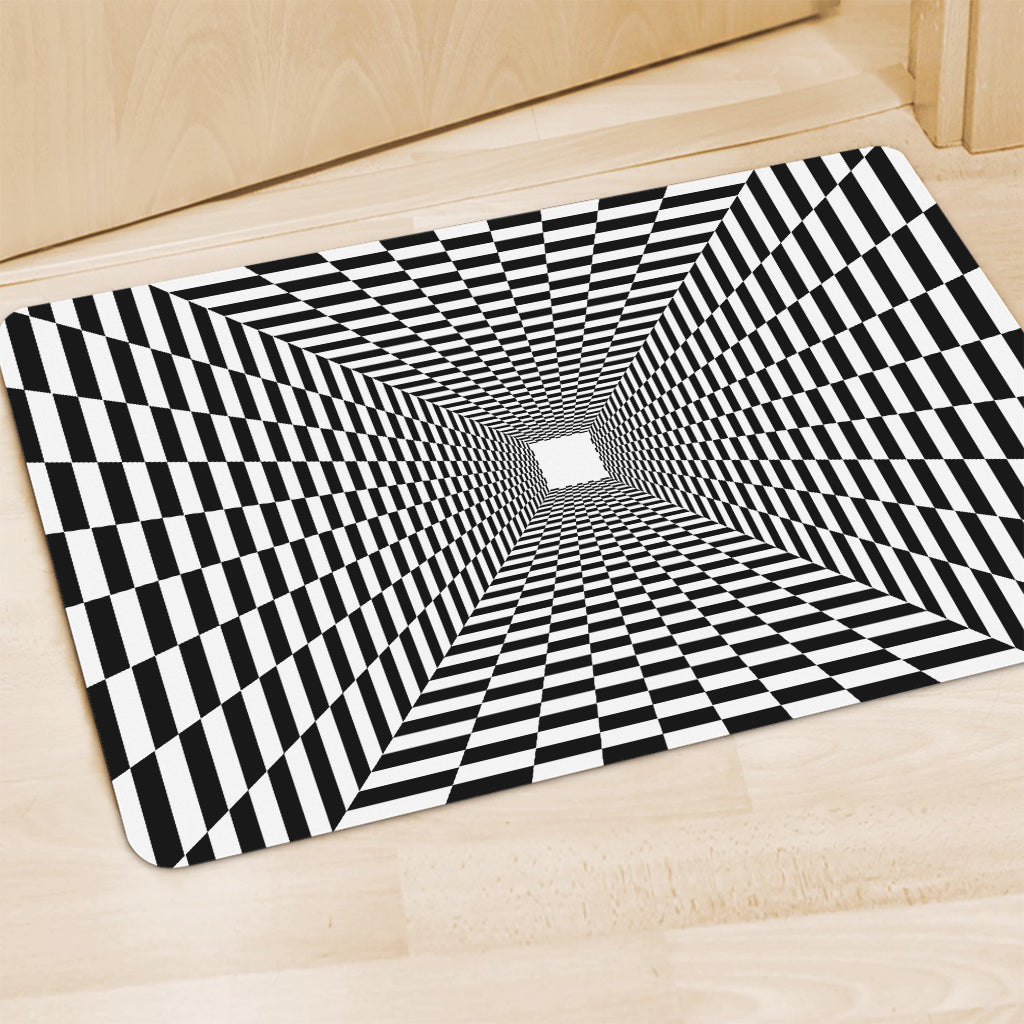 Black And White Tunnel Illusion Print Polyester Doormat