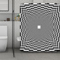 Black And White Tunnel Illusion Print Polyester Shower Curtain