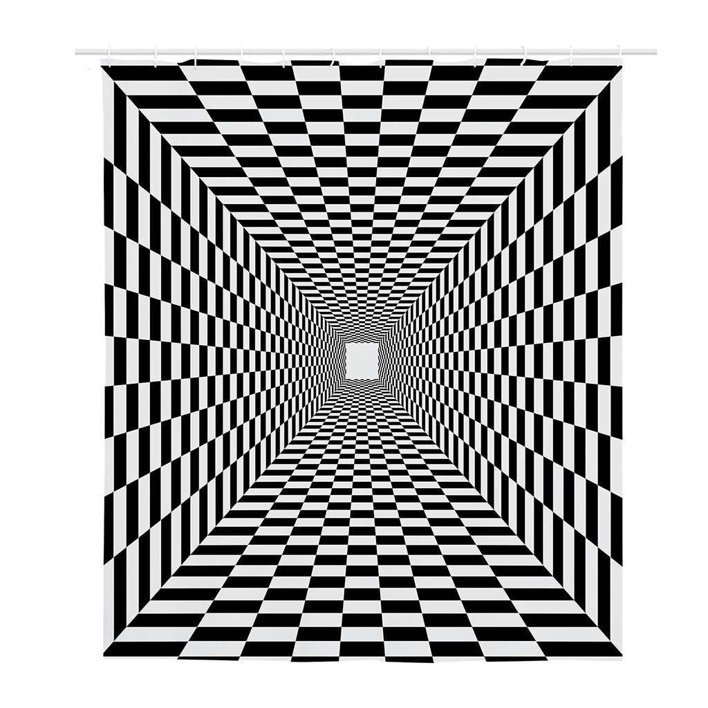 Black And White Tunnel Illusion Print Polyester Shower Curtain