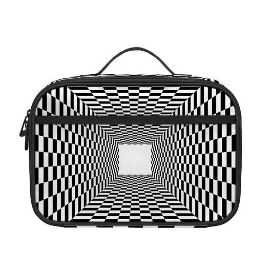 Black And White Tunnel Illusion Print Portable Lunch Bag