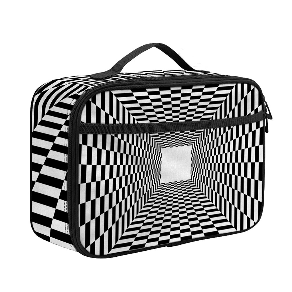 Black And White Tunnel Illusion Print Portable Lunch Bag