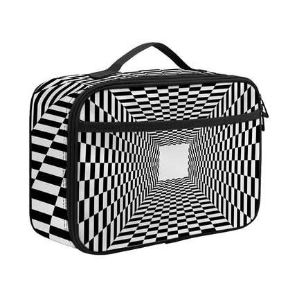 Black And White Tunnel Illusion Print Portable Lunch Bag