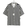 Black And White Tunnel Illusion Print Rayon Hawaiian Shirt