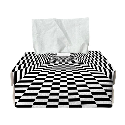 Black And White Tunnel Illusion Print Rectangle Tissue Box Cover
