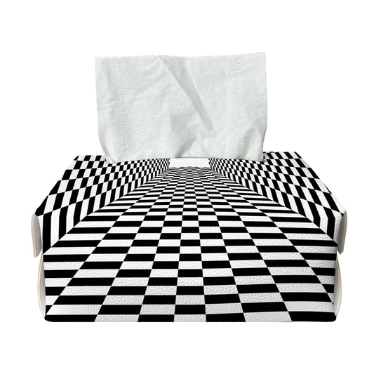 Black And White Tunnel Illusion Print Rectangle Tissue Box Cover