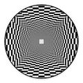 Black And White Tunnel Illusion Print Round Floor Mat